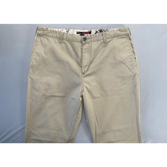 Quiksilver Vintage Flat Front Casual Chino Pants. Perfectly Faded Greige, 38X32 - Picture 5 of 9
